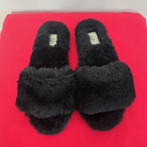 UGG Women's Fluff Slide II Plush Black Slippers